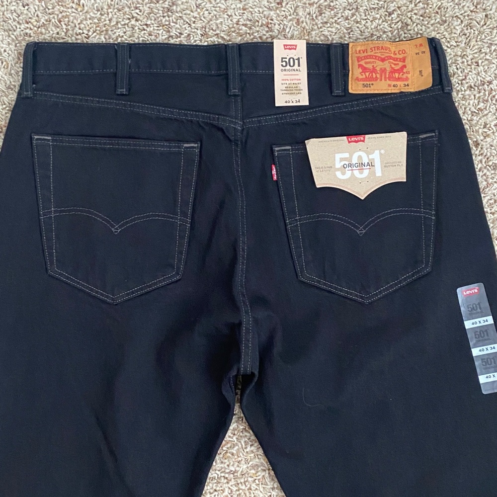 Levi’s 501 Original Straight Leg Black Jeans Size 40 x 34 - Picture 5 of 6